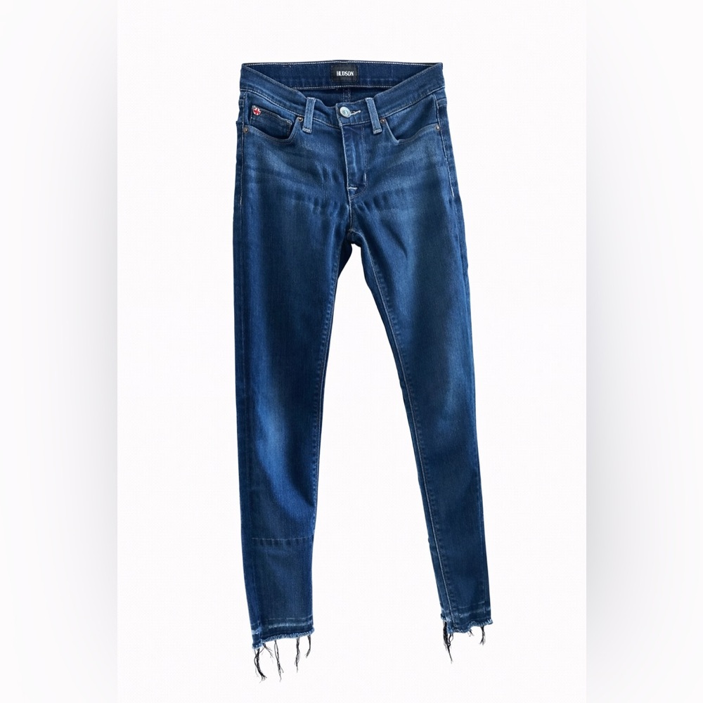 Hudson Skinny Jeans Medium Wash Distressed Raw Hem Denim